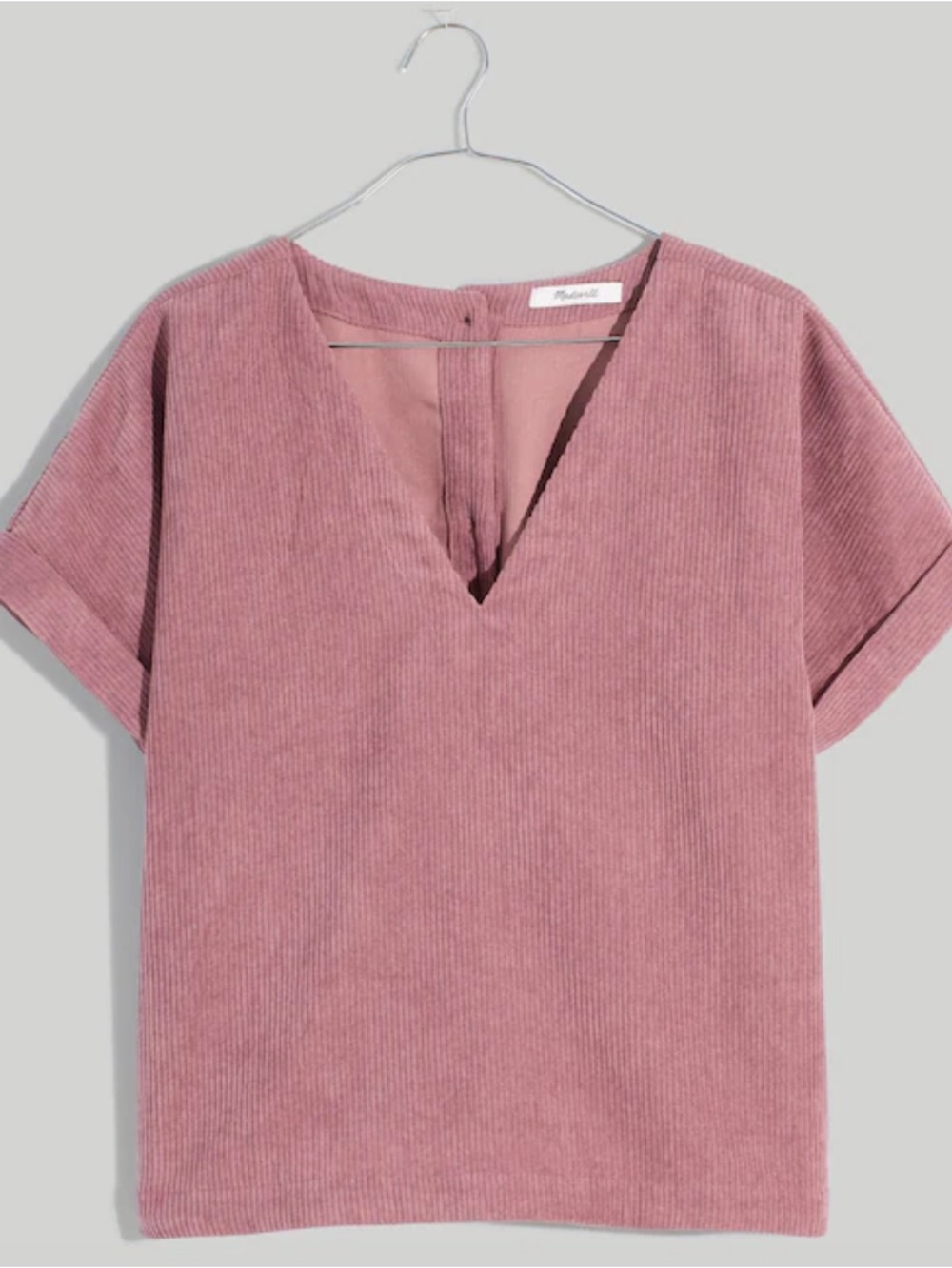 Madewell Ribbed V-Neck Tee in Rose